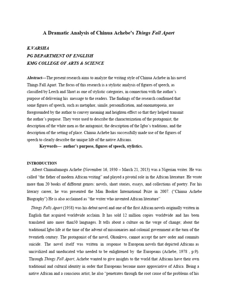 Achebe's Stylistic Devices in Things Fall Apart | PDF | General Fiction
