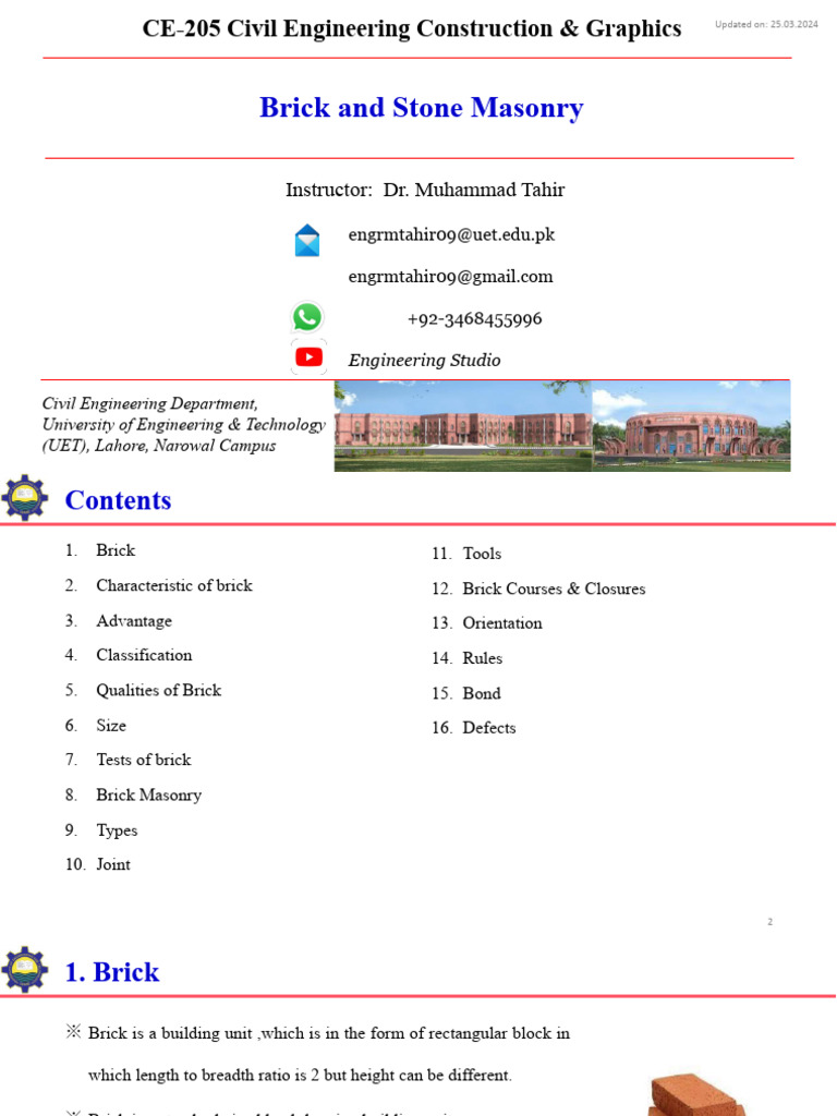 Brick and Stone Masonry Overview | PDF | Masonry | Brick