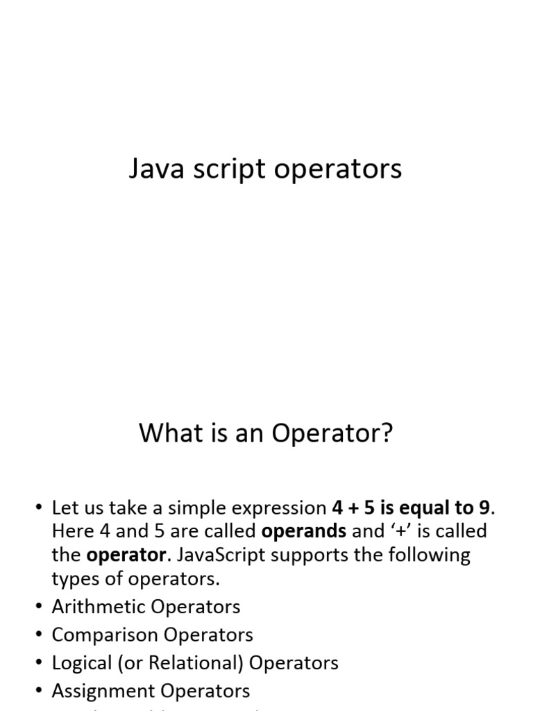 Java Script Operators | PDF