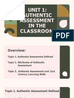 Unit 1 Authentic Assessment in The Classroom