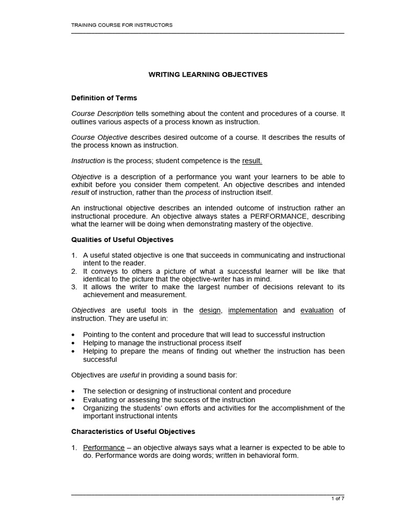 Writing Learning Objectives | PDF | Learning | Curriculum