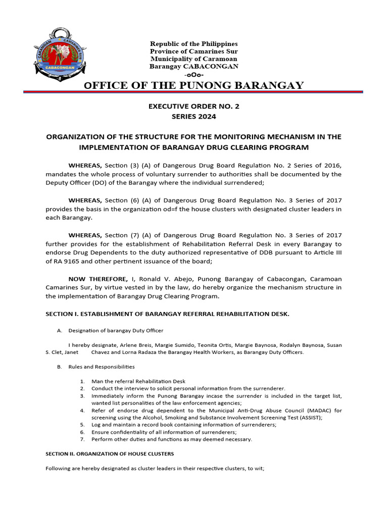 Executive Order No.2 PDF Justice Crime & Violence