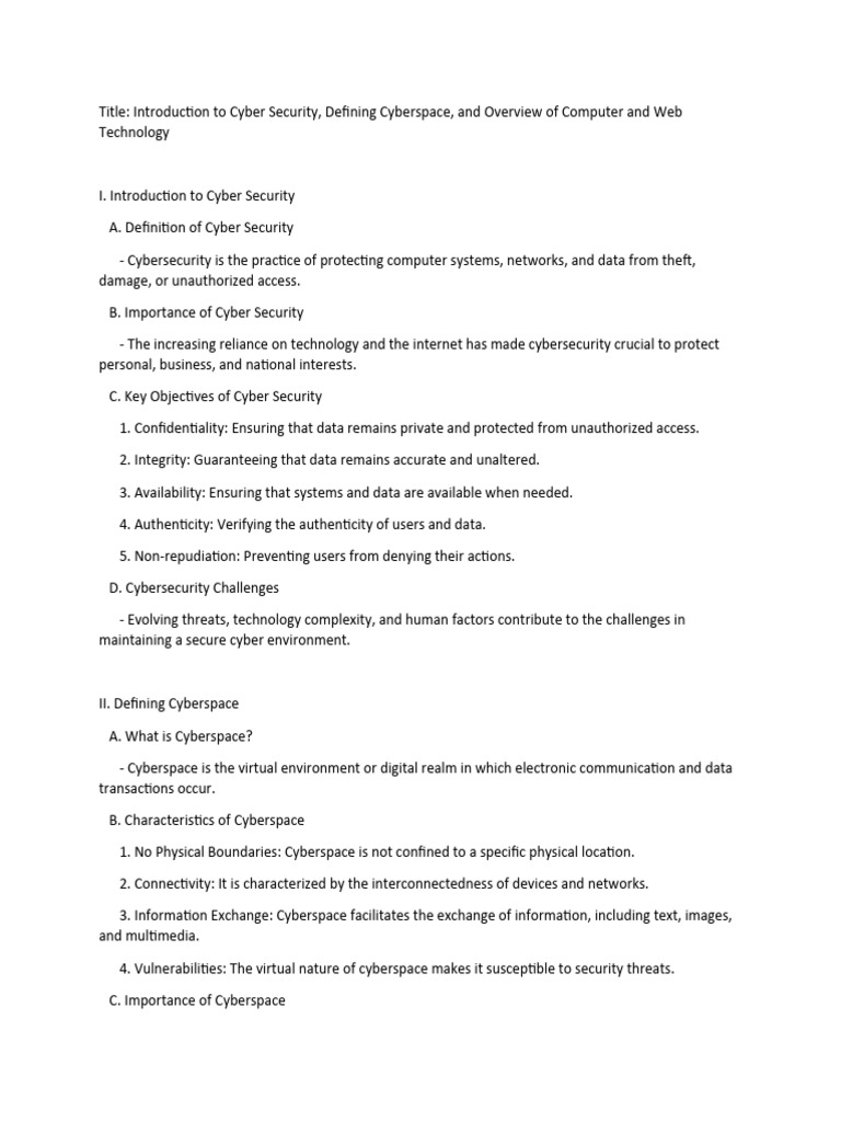 Cyber Security and Web Technology Overview | PDF
