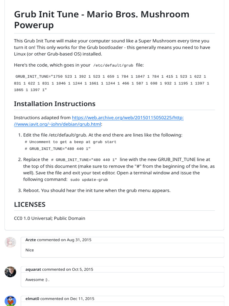 Super Mario Grub Init Tune Setup | PDF