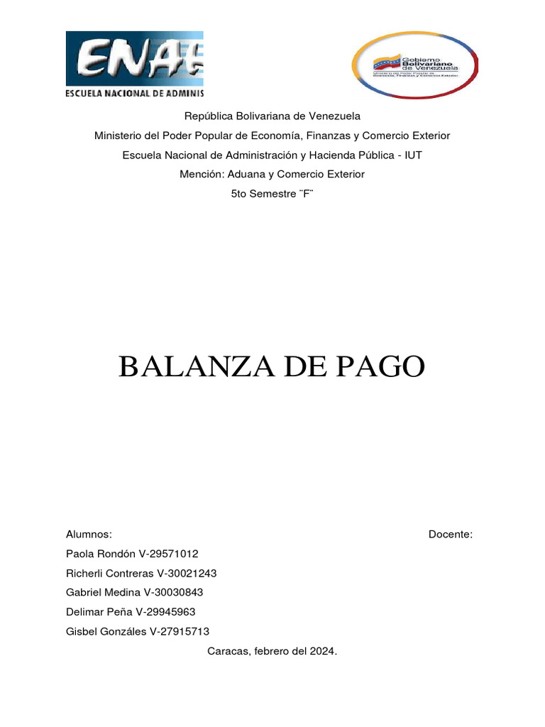 Análisis de la Balanza de Pagos en Venezuela | PDF | Balance de pagos ...