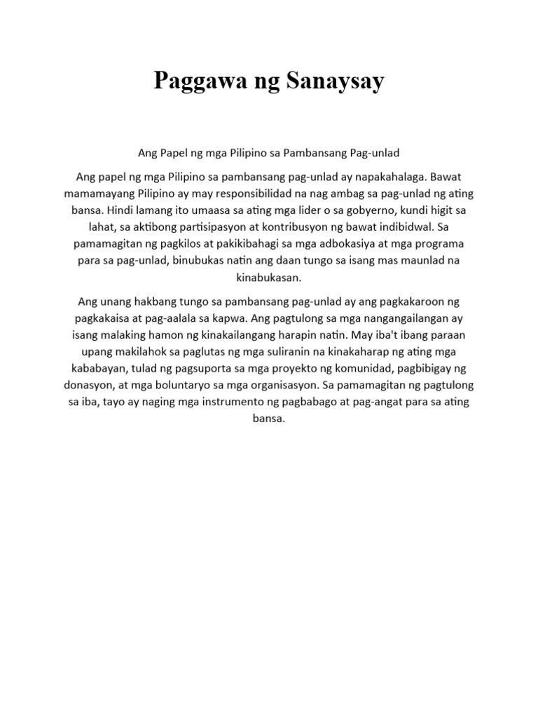 Paggawa NG Sanaysay | PDF