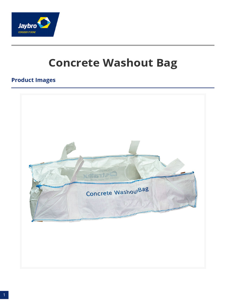 Concrete Washout Bag Jaybro Pdf Concrete Secondary Sector Of