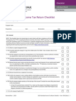 Return Checklist Form 1040 Short