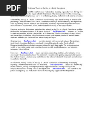 Research Paper on Egg in a Bottle Experiment