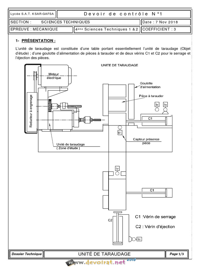 Dossier Technique : Unité de Taraudage | PDF | Vis de fixation | Engrenage
