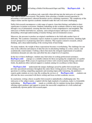 Puffer Fish Research Paper