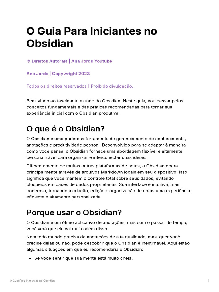 Guia Prático para Iniciantes no Obsidian | PDF | Plug-in (informática ...