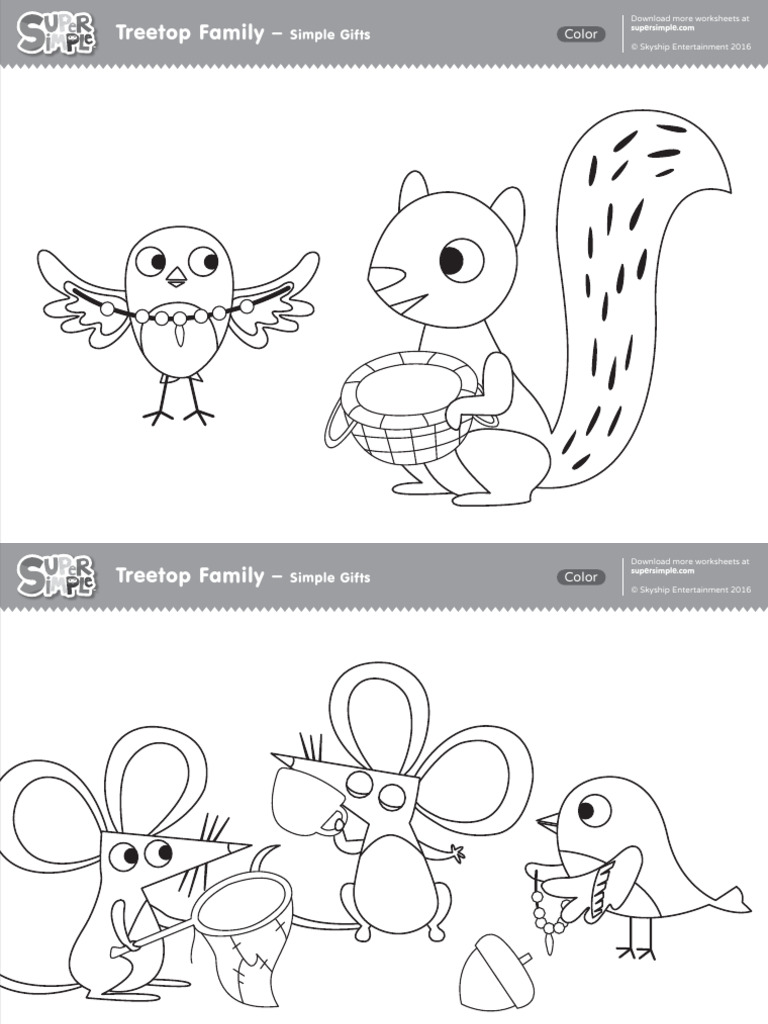 Treetop Family Coloring Worksheets | PDF
