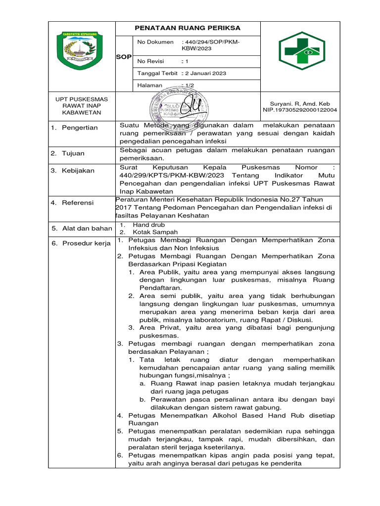 Sop Penataan Ruang Periksa Pdf