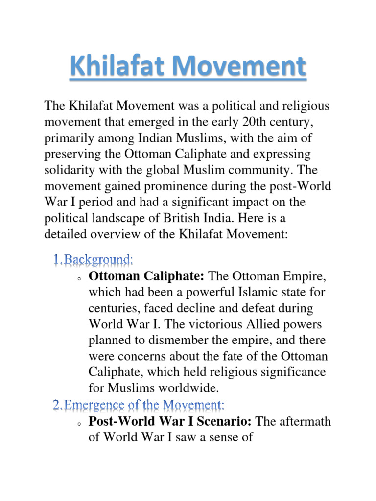 Khilafat Movement | PDF | Resistance To The British Empire | Politics ...