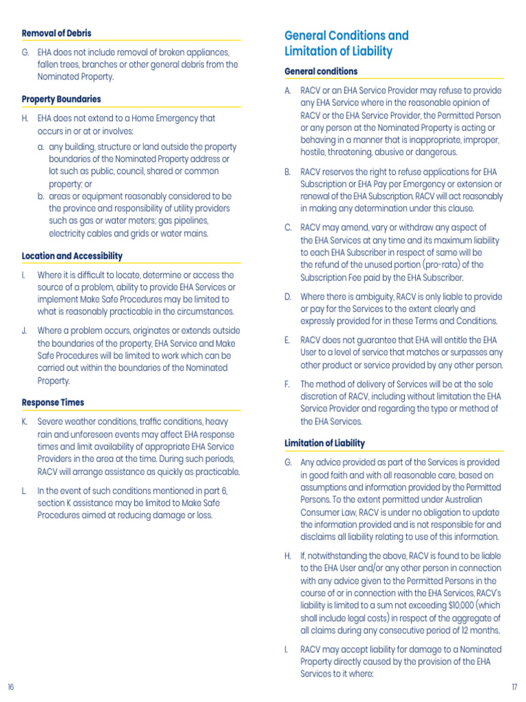 Emergency Home Assist Terms and Conditions Current 9 | PDF | Legal ...