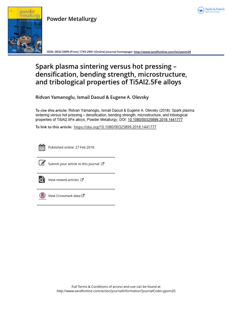 Park Plasma Sintering Versus Hot Pressing - Densification, Bending ...