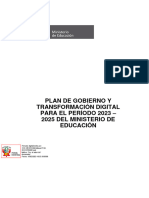 Plan de Gobierno y Transformación Digital para El Período 2023-2025 Del Ministerio de Educación