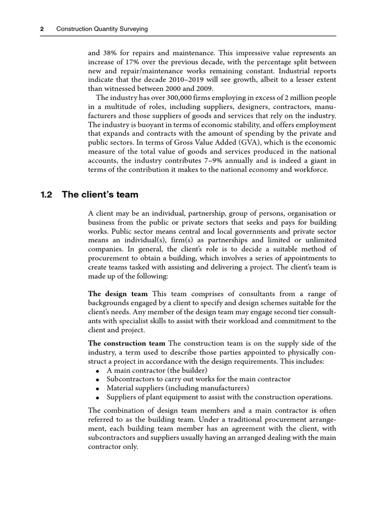 Construction Quantity Surveying Overview | PDF | Employment | Procurement
