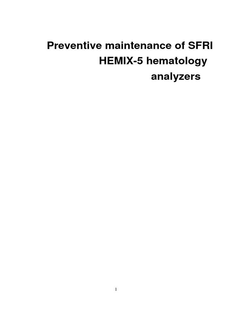 HEMIX-5 Analyzer Maintenance Guide | PDF | Syringe | Valve