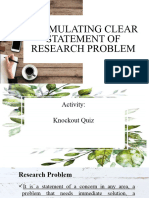 Formulating Clear Statement of Research Problem