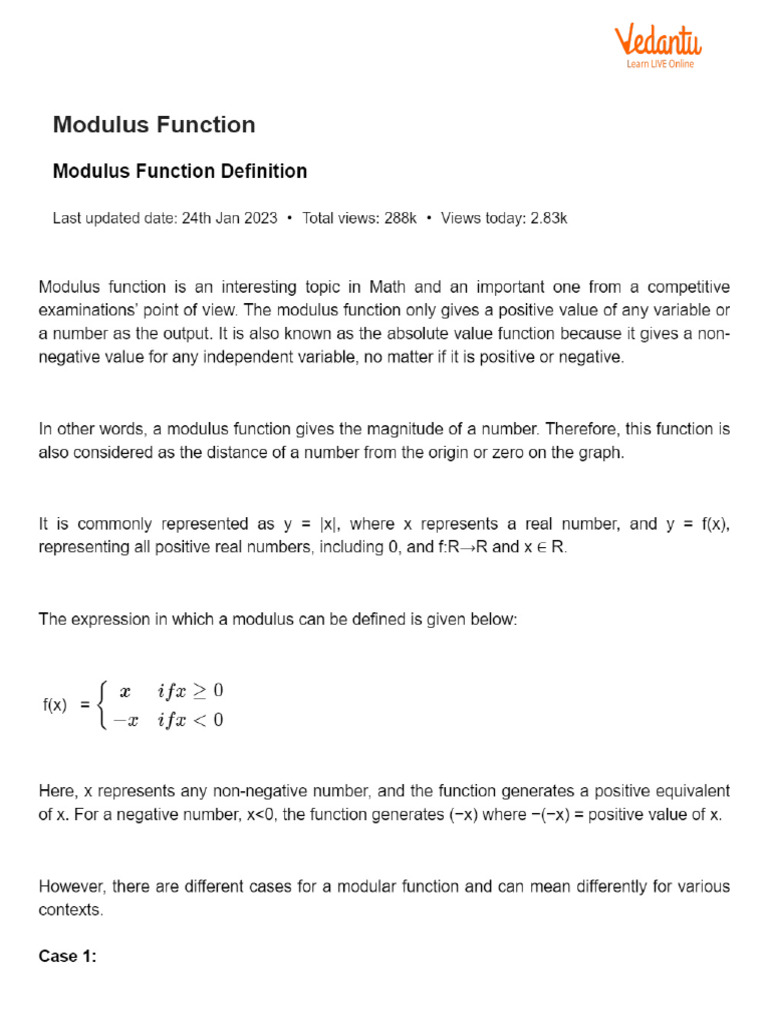 Modulus Function (1) | PDF