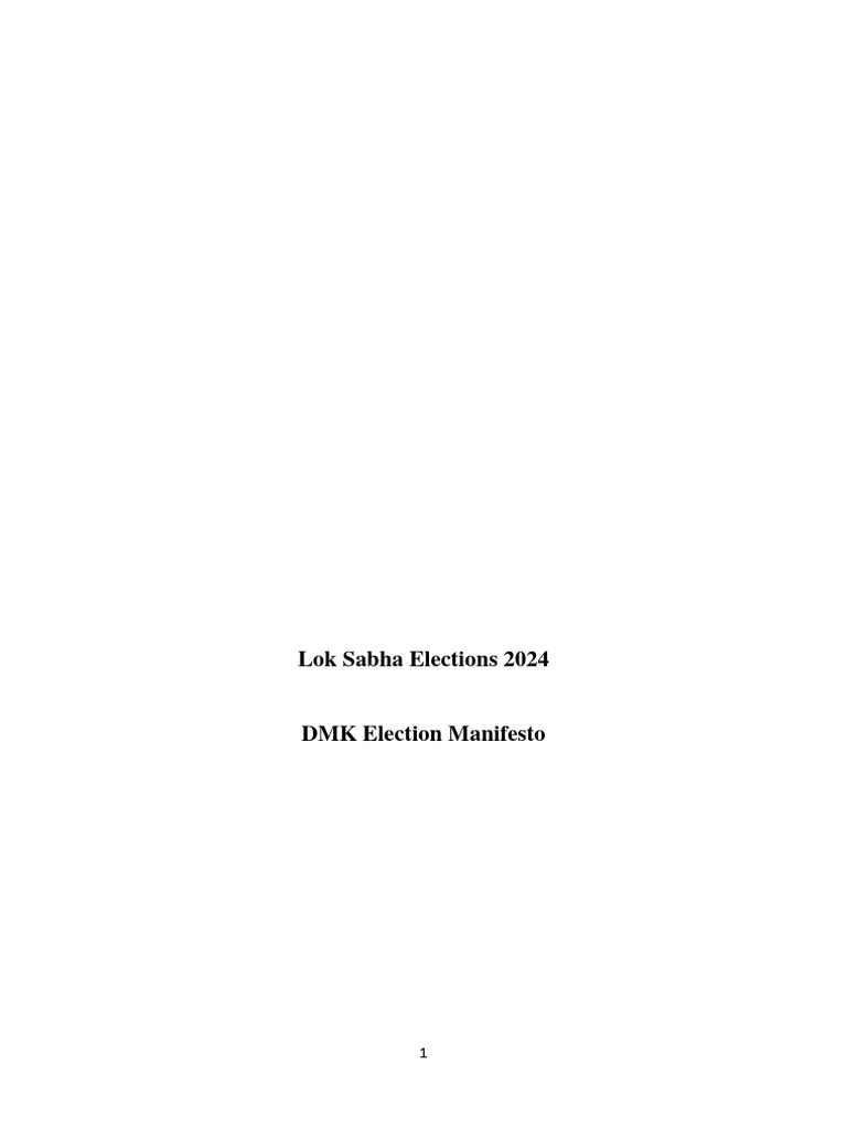 DMK Election Manifesto 2024 | PDF | Social Science | Self-Improvement