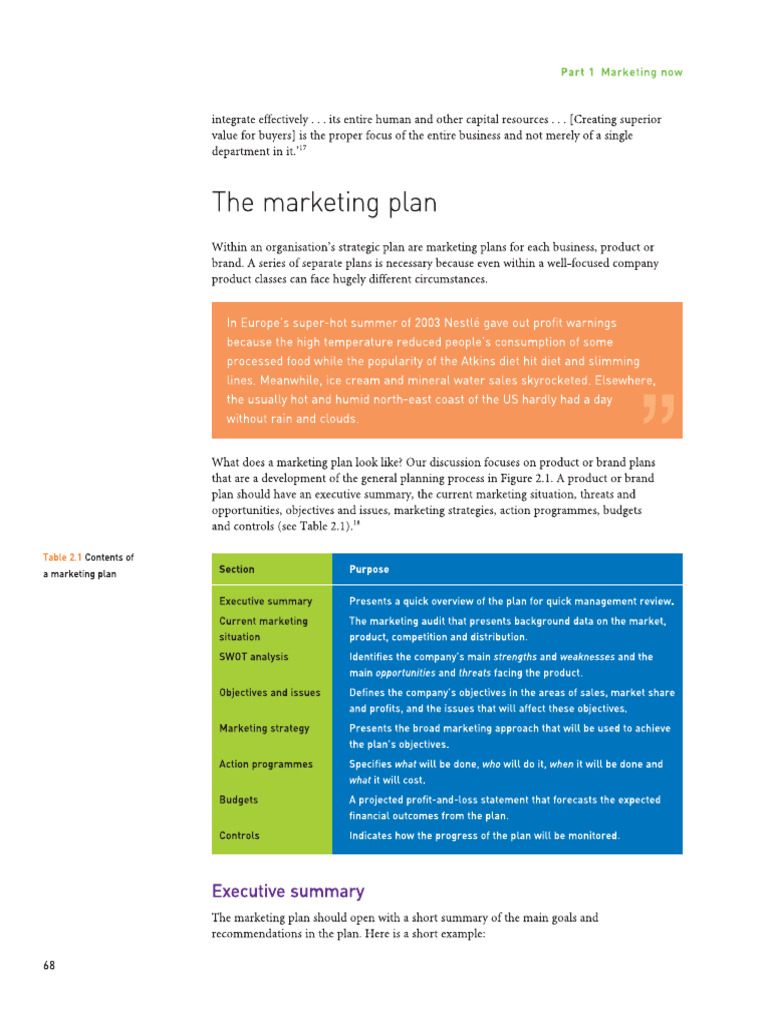 Marketing Plan From Principles of Marketing | PDF