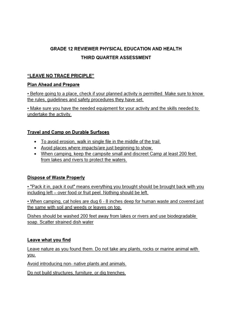 Grade 12 Physical Education Review Guide | PDF | Scuba Diving ...