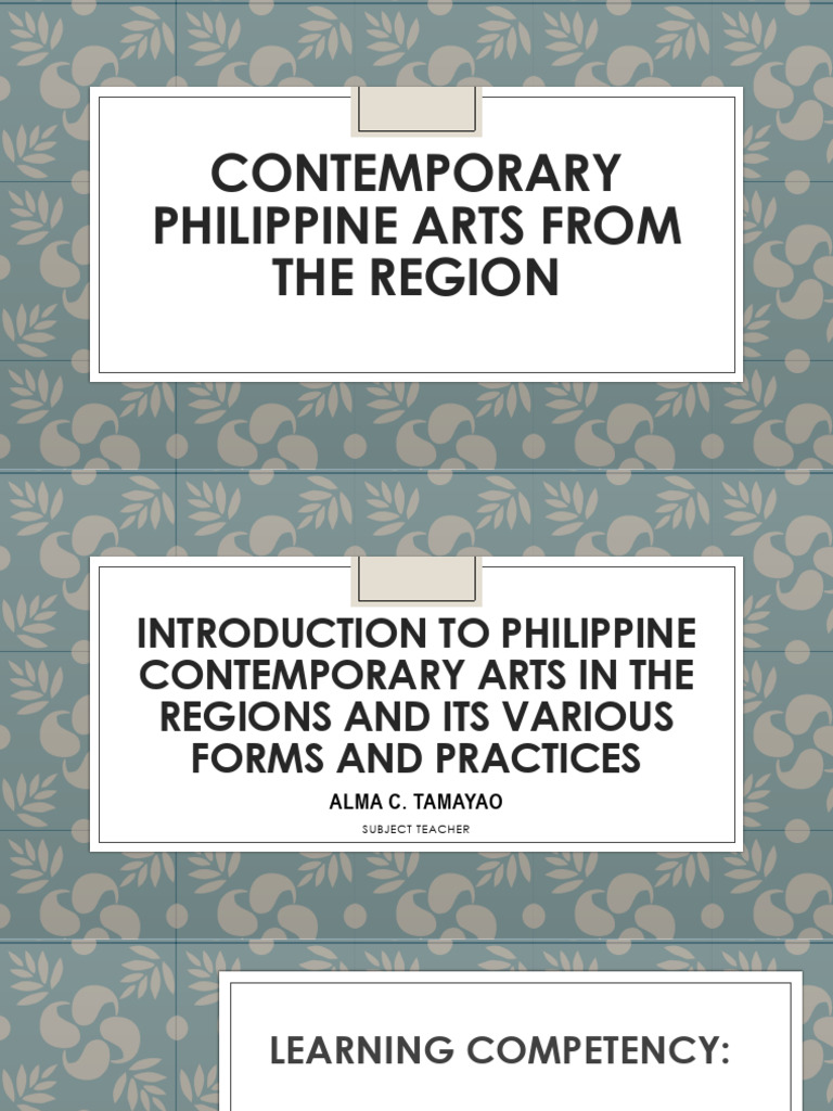 Lesson 1 Contemporary Arts Forms and Their Practices in The Various Regions PDF