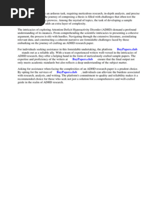 Sample Adhd Research Paper