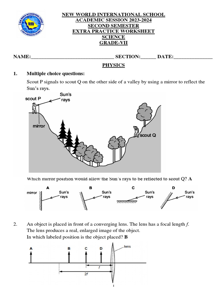 Grade 7 revision 2 nd term pdf waves mirror