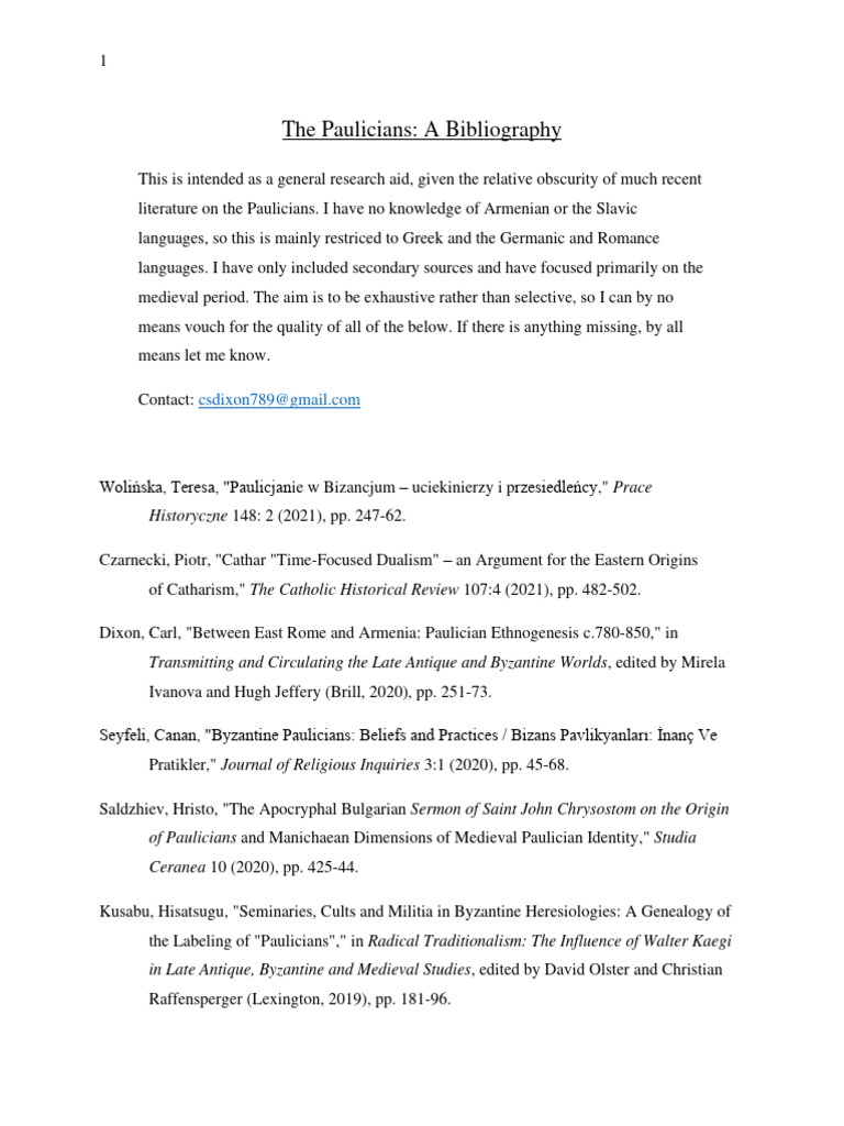 Paulician Literature Bibliography | PDF | Social Science | Religion ...
