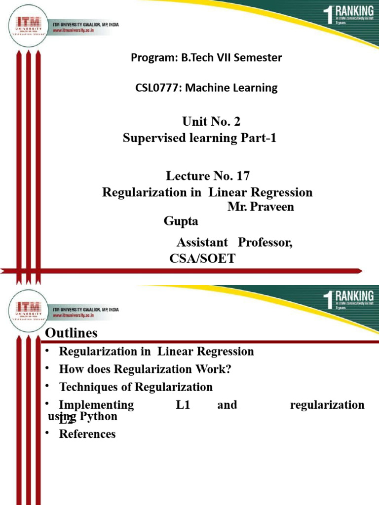 CSL0777 L17 | PDF | Linear Regression | Algorithms