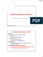 S3631CA - Analytical Chemistry I - Course Overview and Introduction 2024