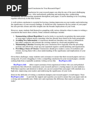Write a Good Conclusion for a Research Paper