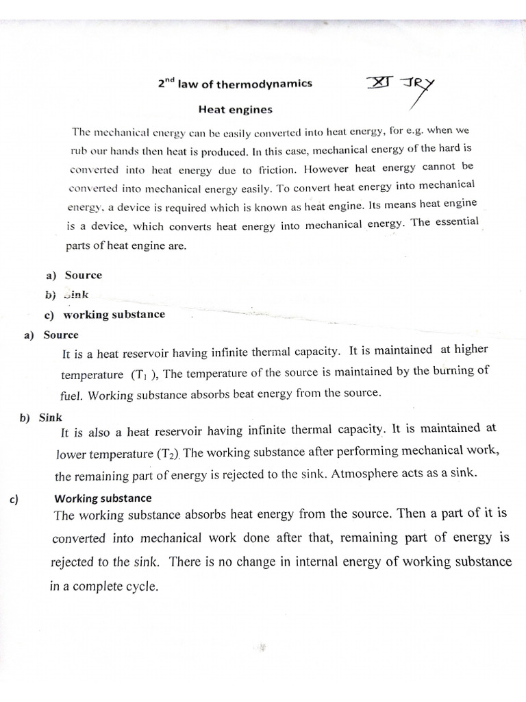 SECOND LAW OF THERMODYNAMICS PDF NOTES visual data 4