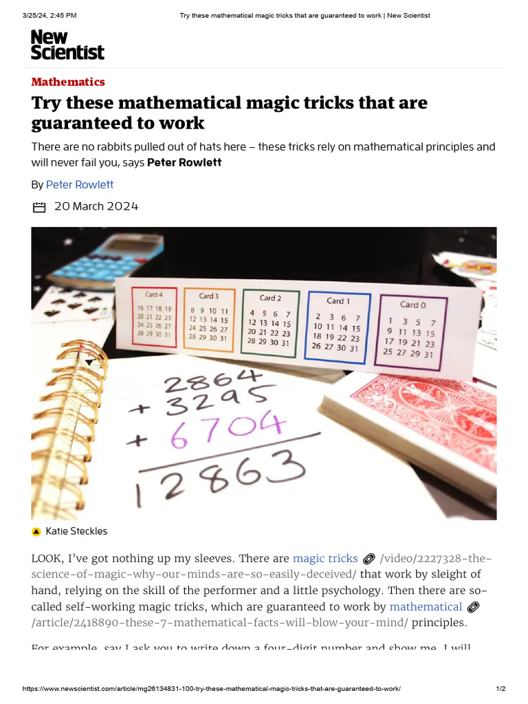 Try These Mathematical Magic Tricks That Are Guaranteed To Work New Scientist PDF