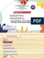 Kohesyong Gramatikal: Anapora at Katapora: Strategic Intervention Material