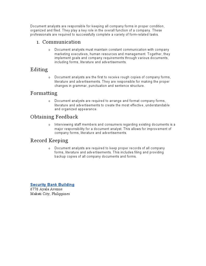 Role of Document Analysts in Companies | PDF