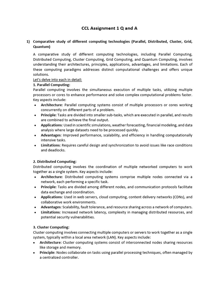 Comparative Study of Computing Technologies | PDF | Distributed ...