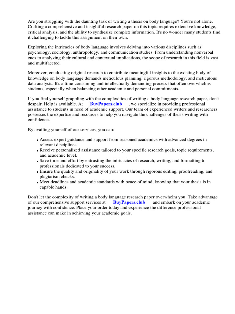 Body Language Research Paper PDF Nonverbal Communication Body