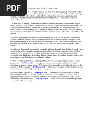Barbie Research Paper Outline