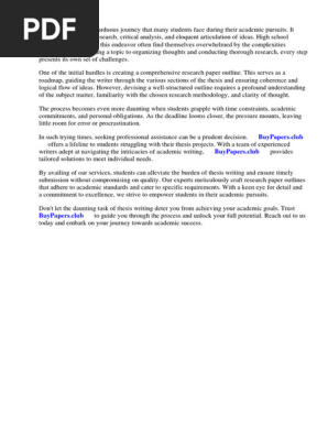 Research Paper Outline Template for High School