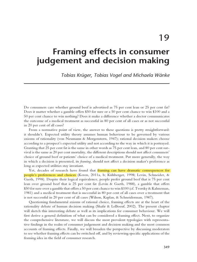 Consumer Behavior Literature Pdf Framing Social Sciences