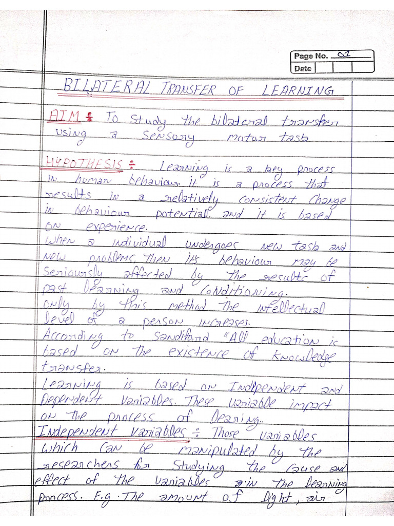 Bilateral Transfer Of Learning Pdf