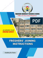 Freshers Instructions 2021