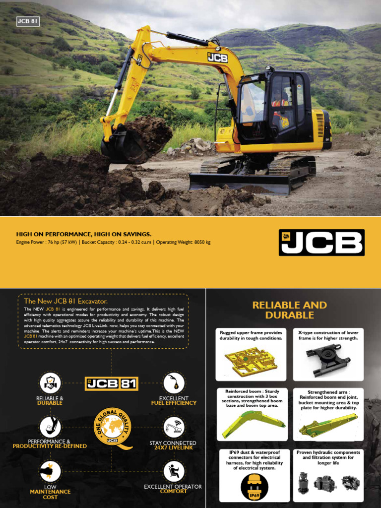 JCB 81 Excavator Brochure | Download Free PDF | Fuel Efficiency | Vehicles