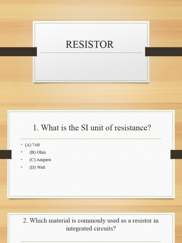 Resistor Quiz Download Free PDF Resistor Electrical Resistance