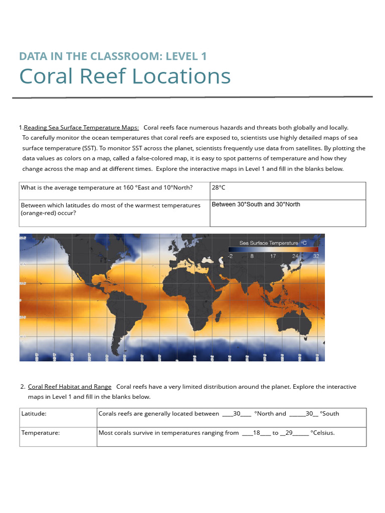 Coral Reef Temperature and Bleaching Data | PDF | Coral Reef | Sea ...